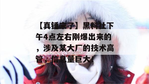 【真锤来了】黑料社下午4点左右刚爆出来的，涉及某大厂的技术高管，信息量巨大！